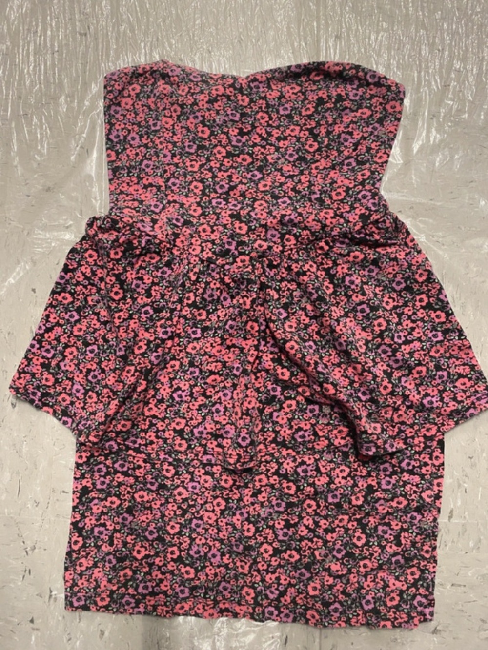 Strapless Pink Floral Mini Dress